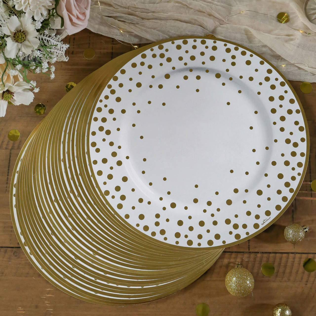 13” Classic Gold Foil Dot Placemat (set of 24) | My Wedding Favors | Alternate Image 4