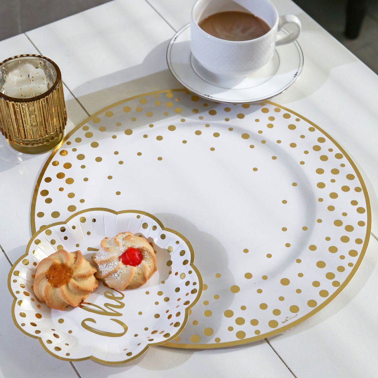 13” Classic Gold Foil Dot Placemat (set of 24) | My Wedding Favors | Alternate Image 7