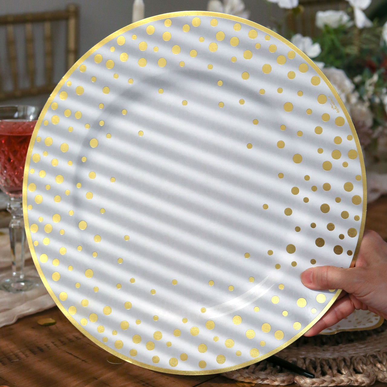 13” Classic Gold Foil Dot Placemat (set of 24) | My Wedding Favors | Alternate Image 8
