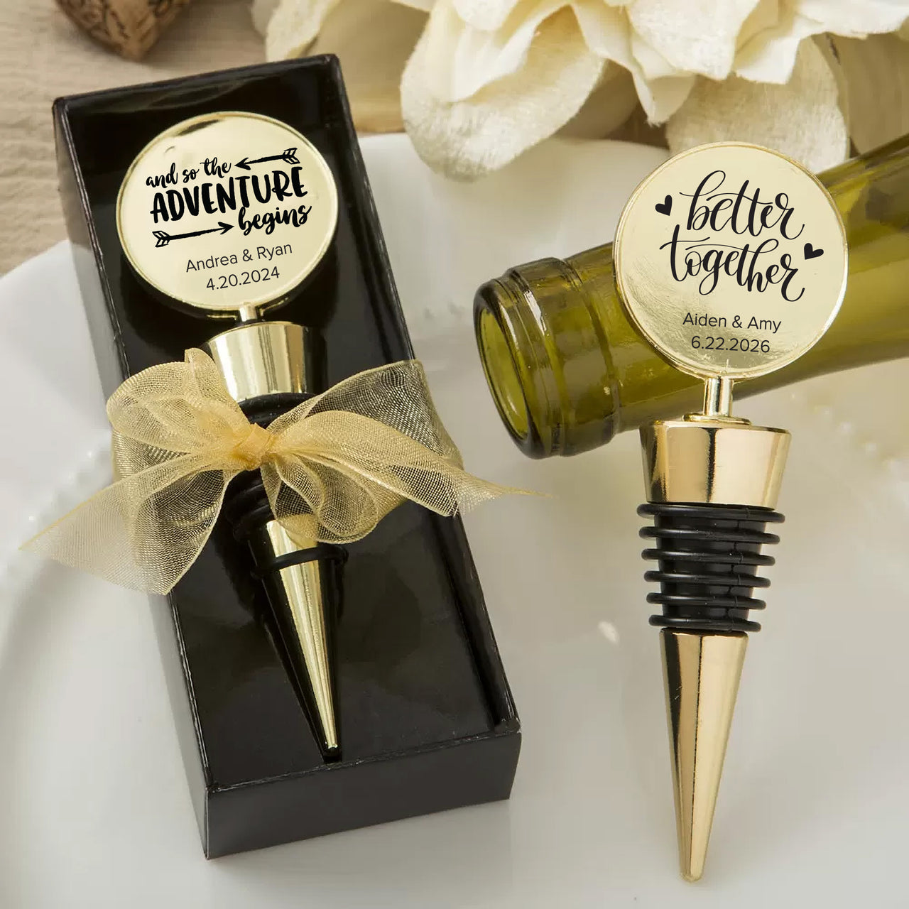 Printed Personalized Gold Bottle Stopper