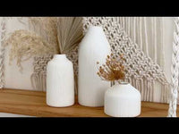 White Textured Ceramic Minimalist Vase (Set of 3)