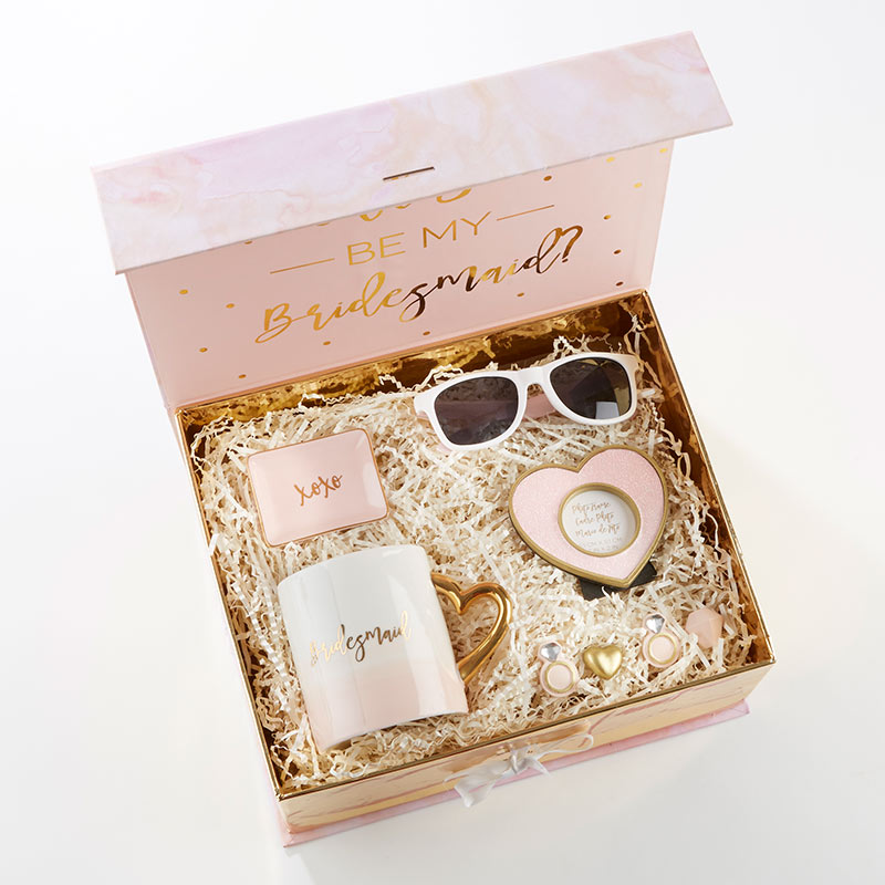 Pink & Gold Will You Be My Bridesmaid Kit Gift Box - Main Image | My Wedding Favors