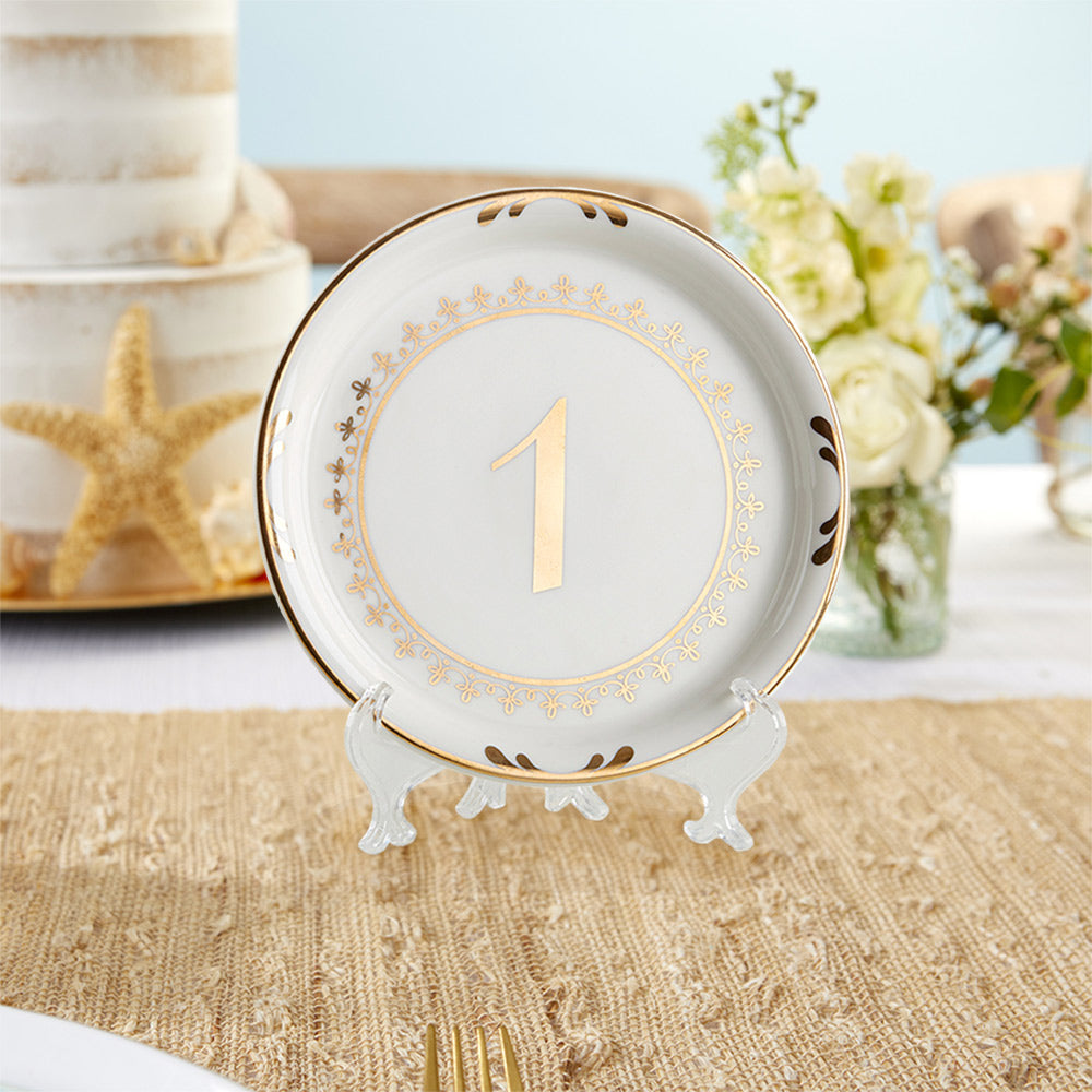 Tea Time Vintage Plate Table Numbers Bundle (1-12) - Alternate Image 3 | My Wedding Favors