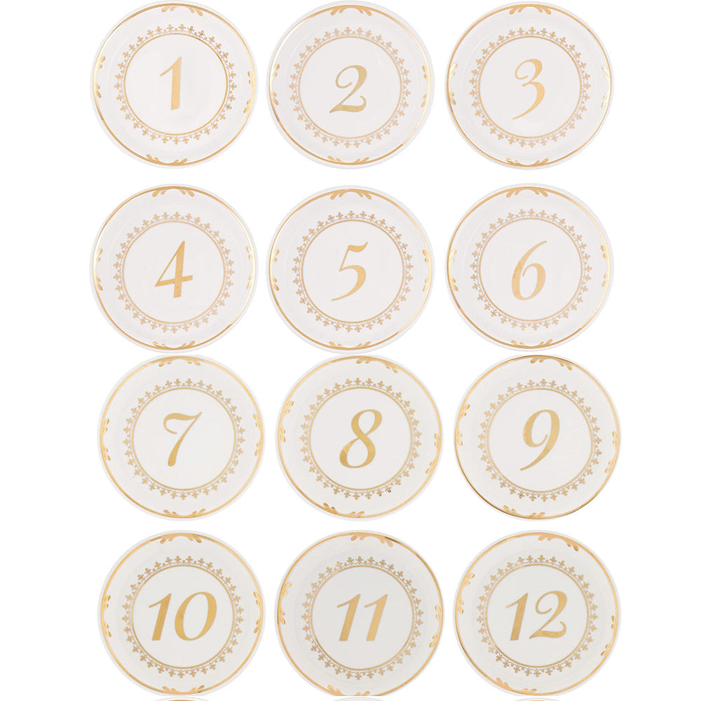 Tea Time Vintage Plate Table Numbers Bundle (1-12) - Alternate Image 2 | My Wedding Favors