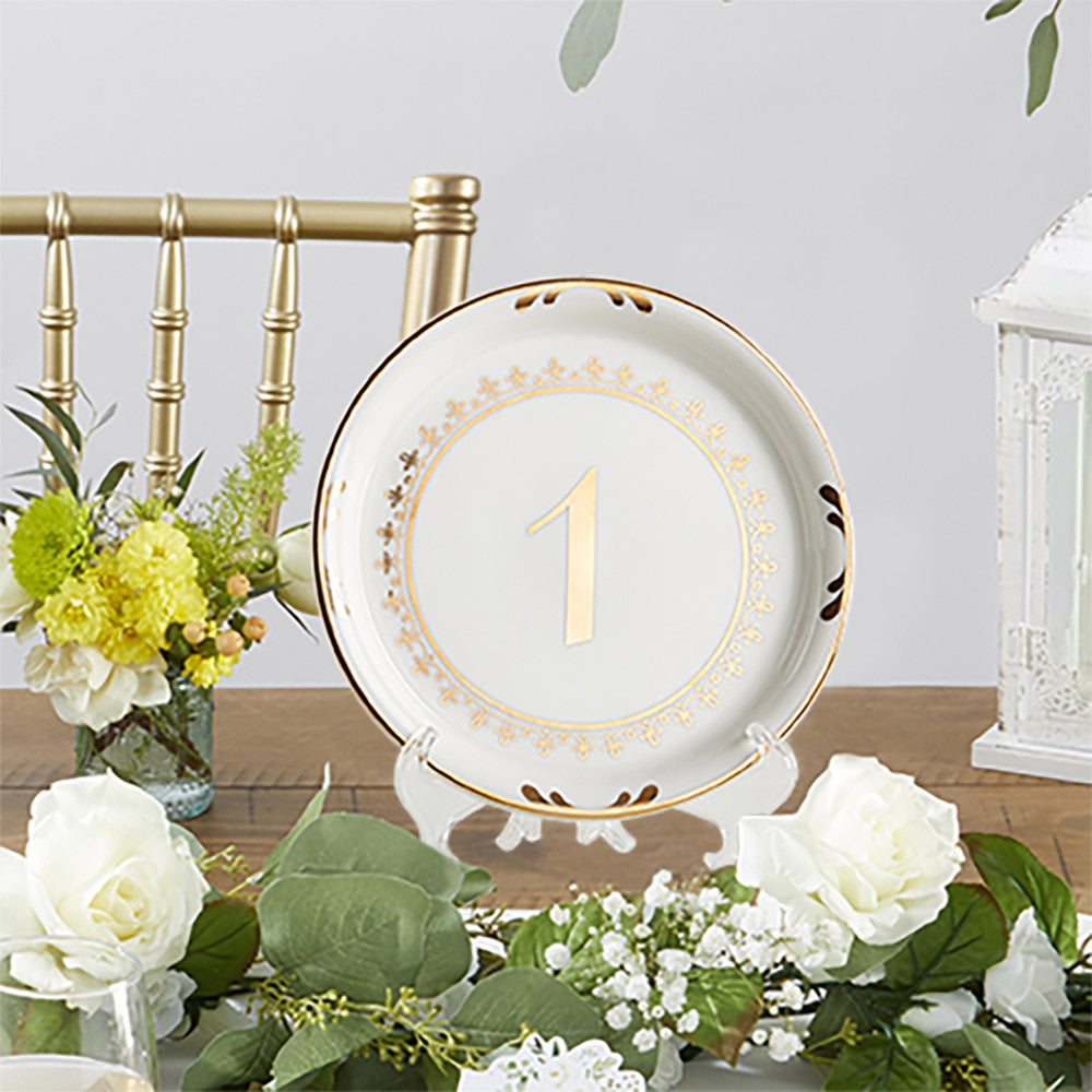 Tea Time Vintage Plate Table Numbers Bundle (1-18) - Main Image | My Wedding Favors