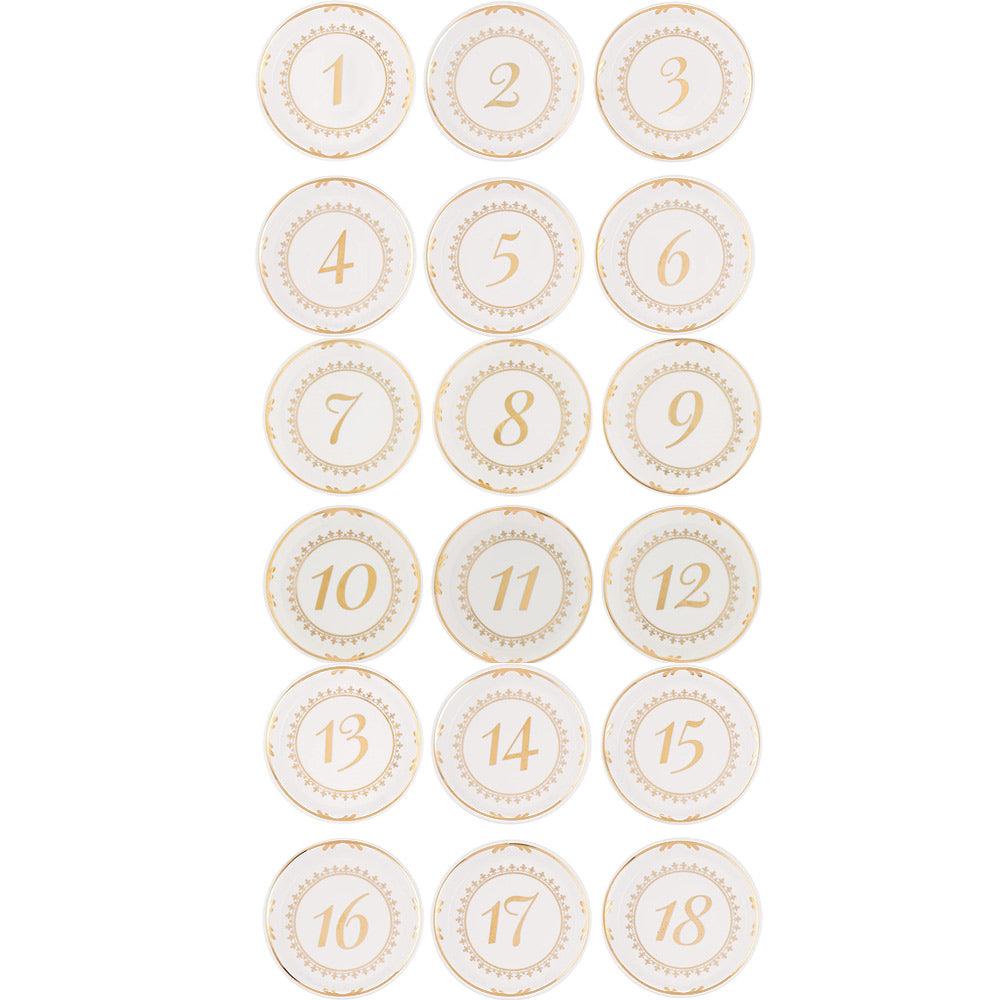 Tea Time Vintage Plate Table Numbers Bundle (1-18) - Alternate Image 2 | My Wedding Favors
