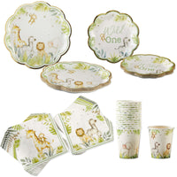 Thumbnail for Safari Baby Shower 78 Piece Party Tableware Set (16 Guests)
