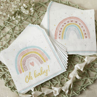 Boho Rainbow Baby 62 Piece Party Tableware Set (16 Guests)