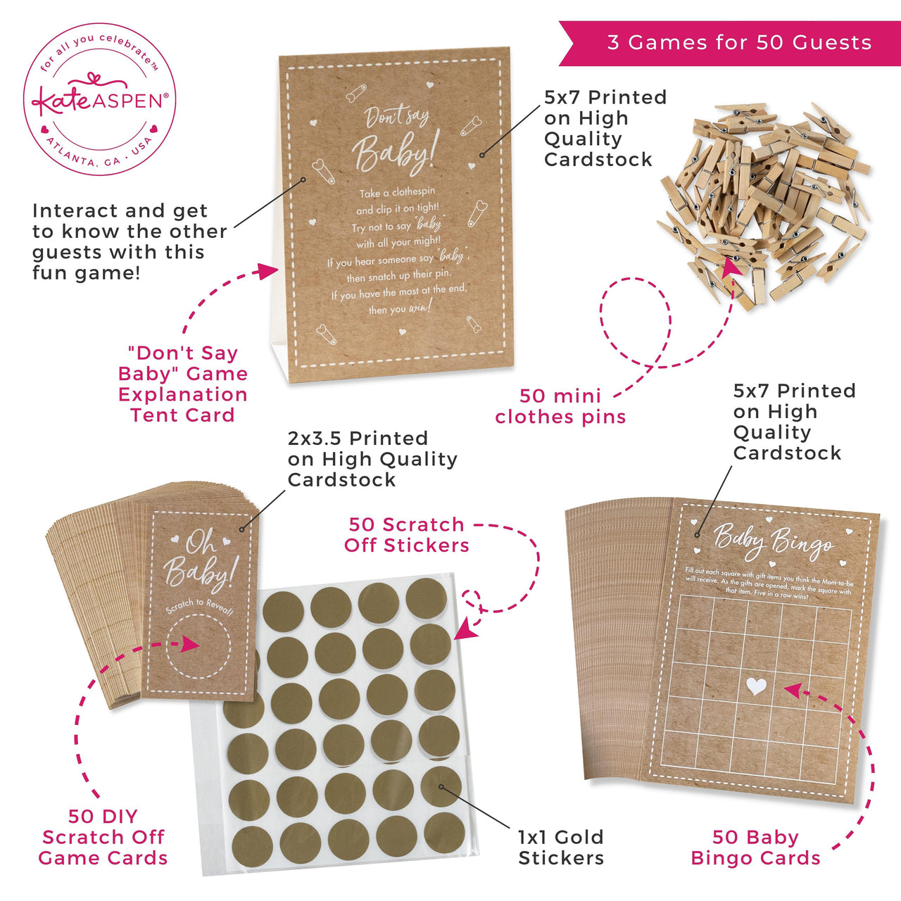 Kraft Baby Shower Game Set - Alternate Image 6 | My Wedding Favors