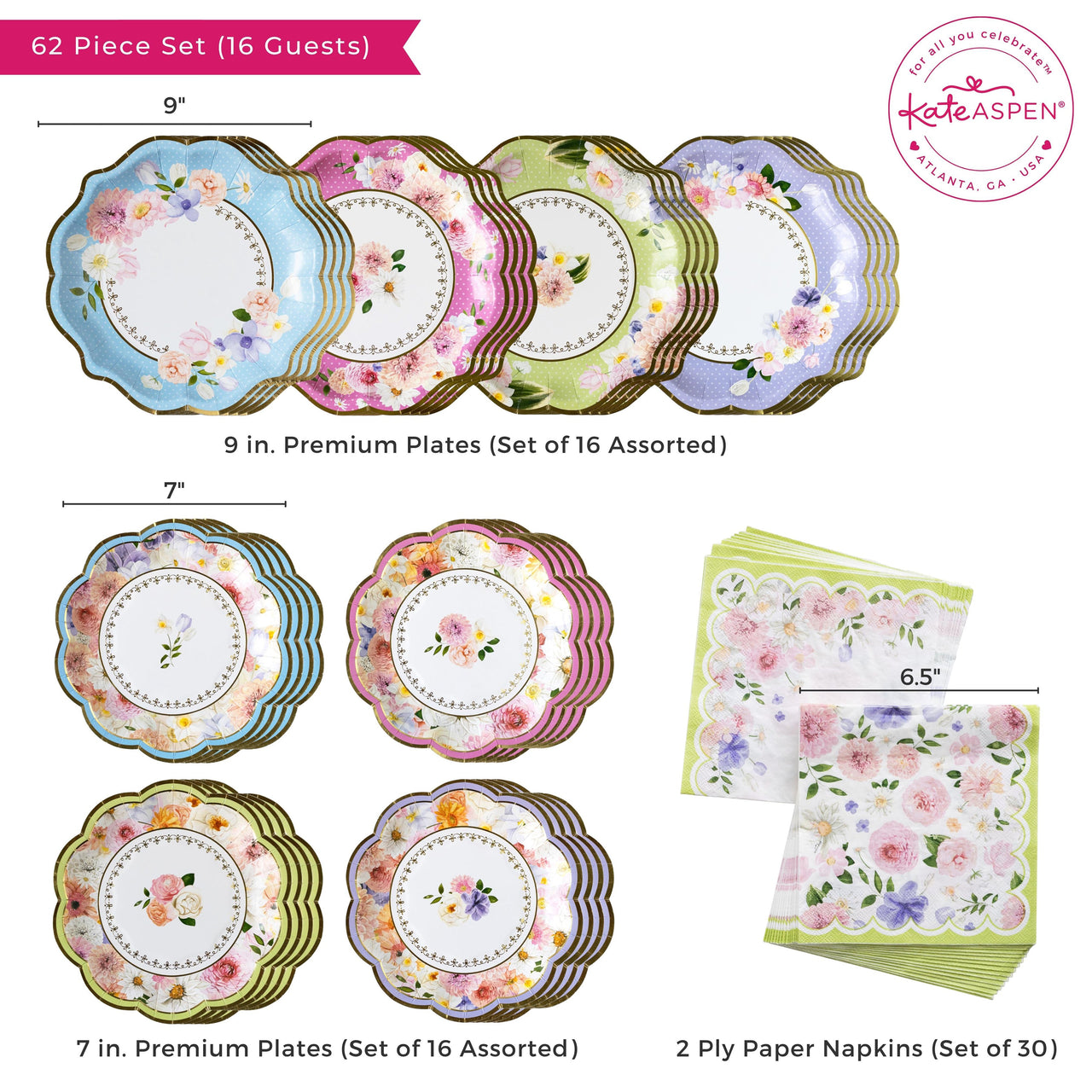 Tea Time Party 62 Piece Party Tableware Set (16 Guests) - Alternate Image 6 | My Wedding Favors