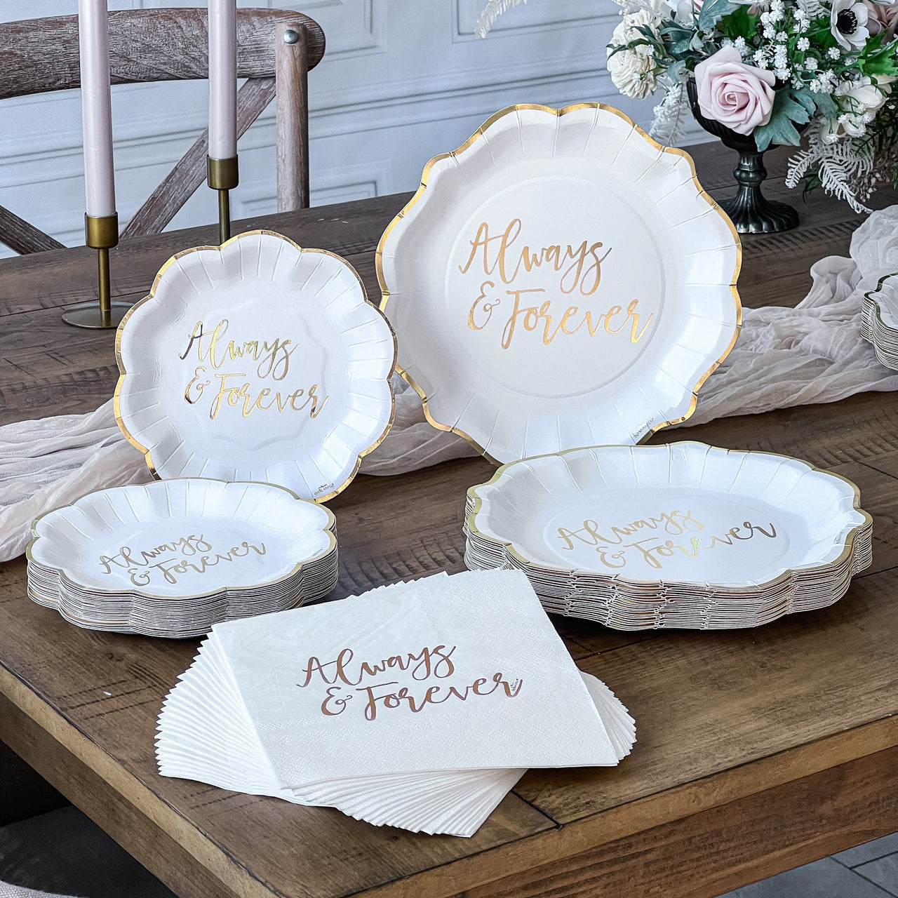 Always & Forever 72 Piece Party Tableware Set (24 Guests) - Main Image | My Wedding Favors