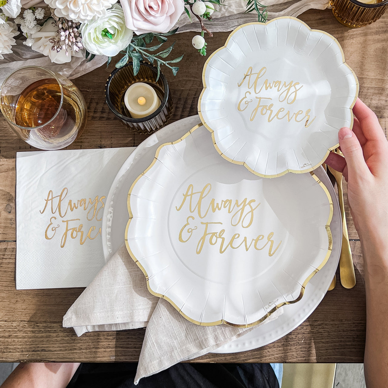 Always & Forever 72 Piece Party Tableware Set (24 Guests) - Alternate Image 5 | My Wedding Favors