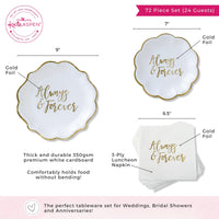 Thumbnail for Always & Forever 72 Piece Party Tableware Set (24 Guests) - Alternate Image 6 | My Wedding Favors