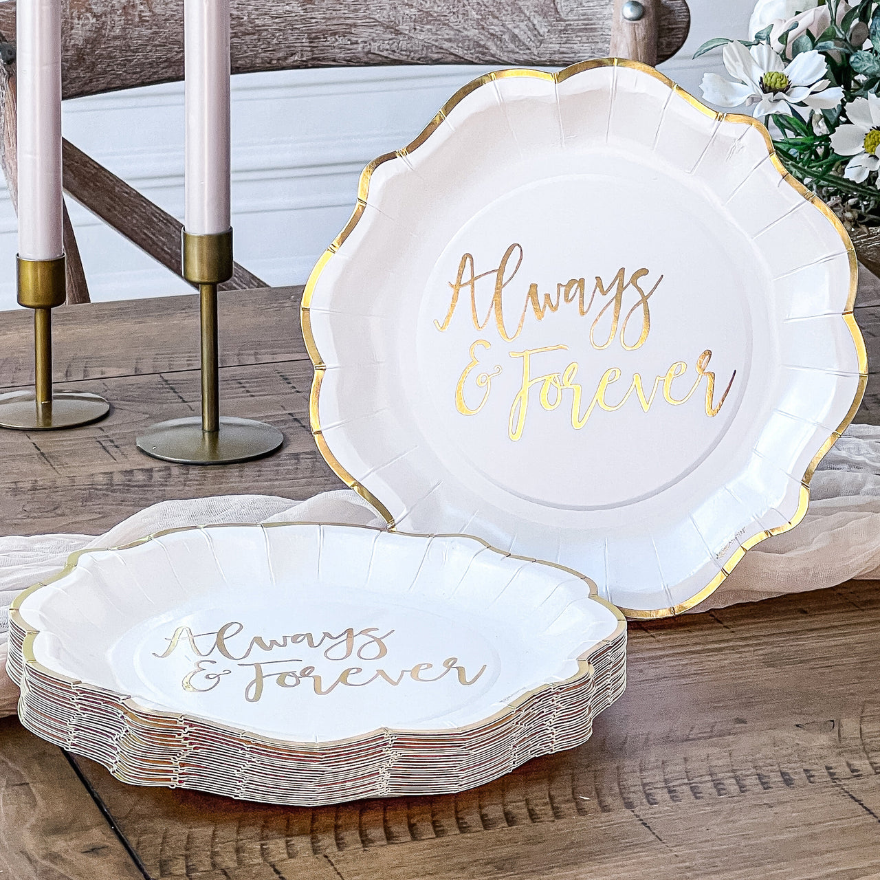 Always & Forever 72 Piece Party Tableware Set (24 Guests) - Alternate Image 7 | My Wedding Favors