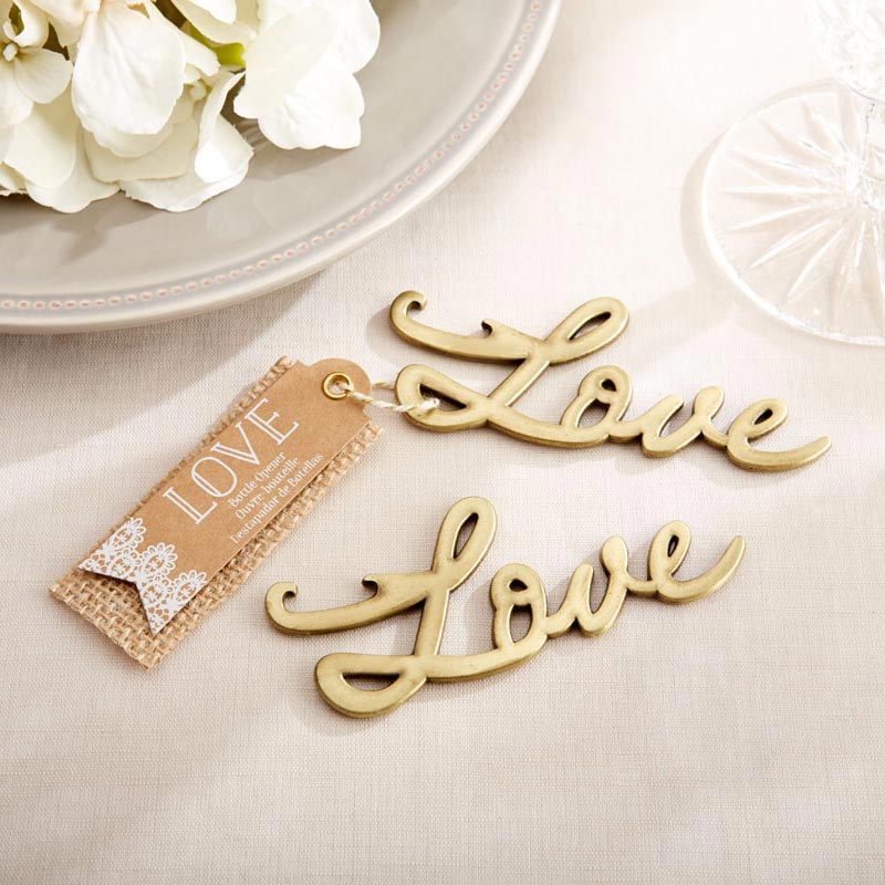 Gold Love Bottle Opener - Main Image | My Wedding Favors