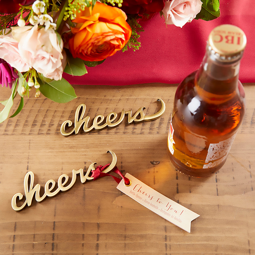 Cheers Antique Gold Bottle Opener - Main Image | My Wedding Favors