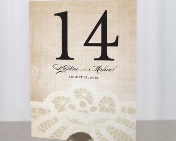 Vintage Lace Table Numbers (Set of 12) - Alternate Image 2 | My Wedding Favors