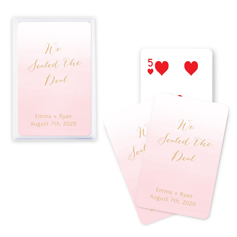 Personalized Ombre Playing Cards In Plastic Case (Many Colors Available) - Main Image | My Wedding Favors