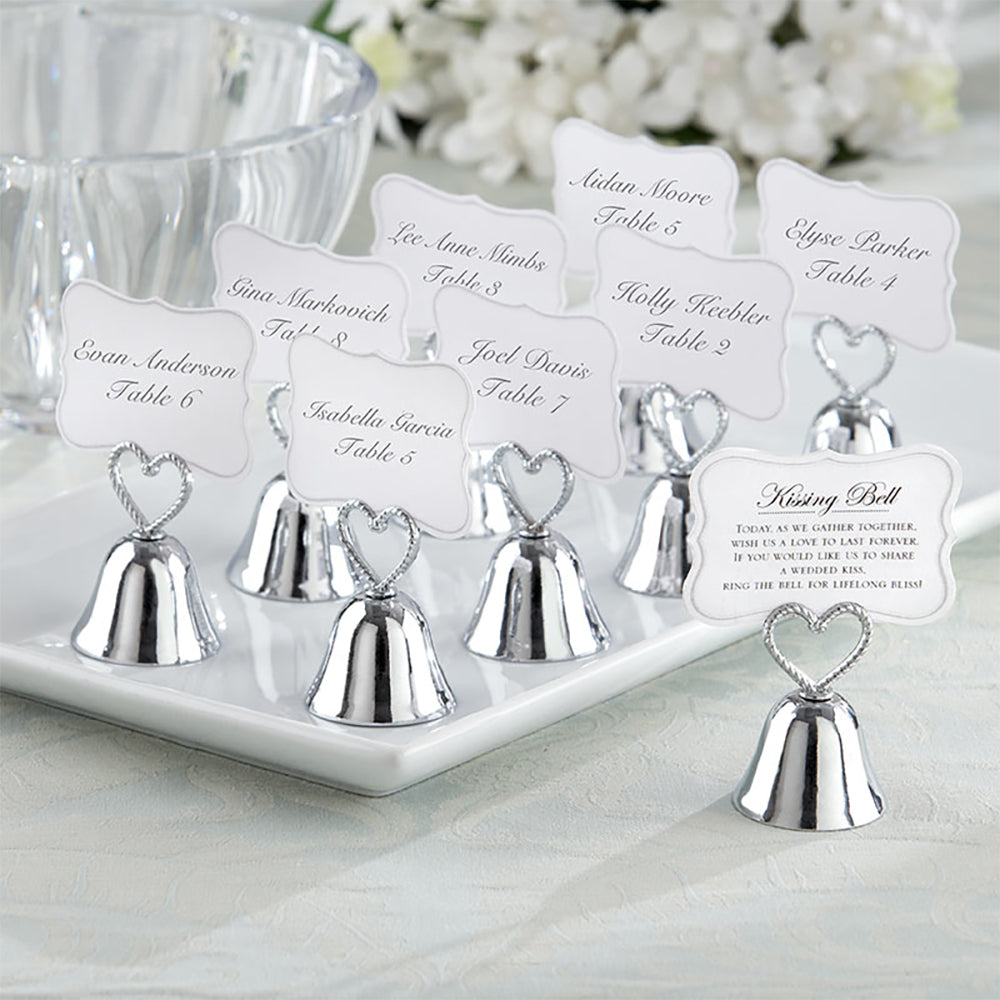 Silver Kissing Bells Place Card/Photo Holder (Set of 24) - Main Image | My Wedding Favors