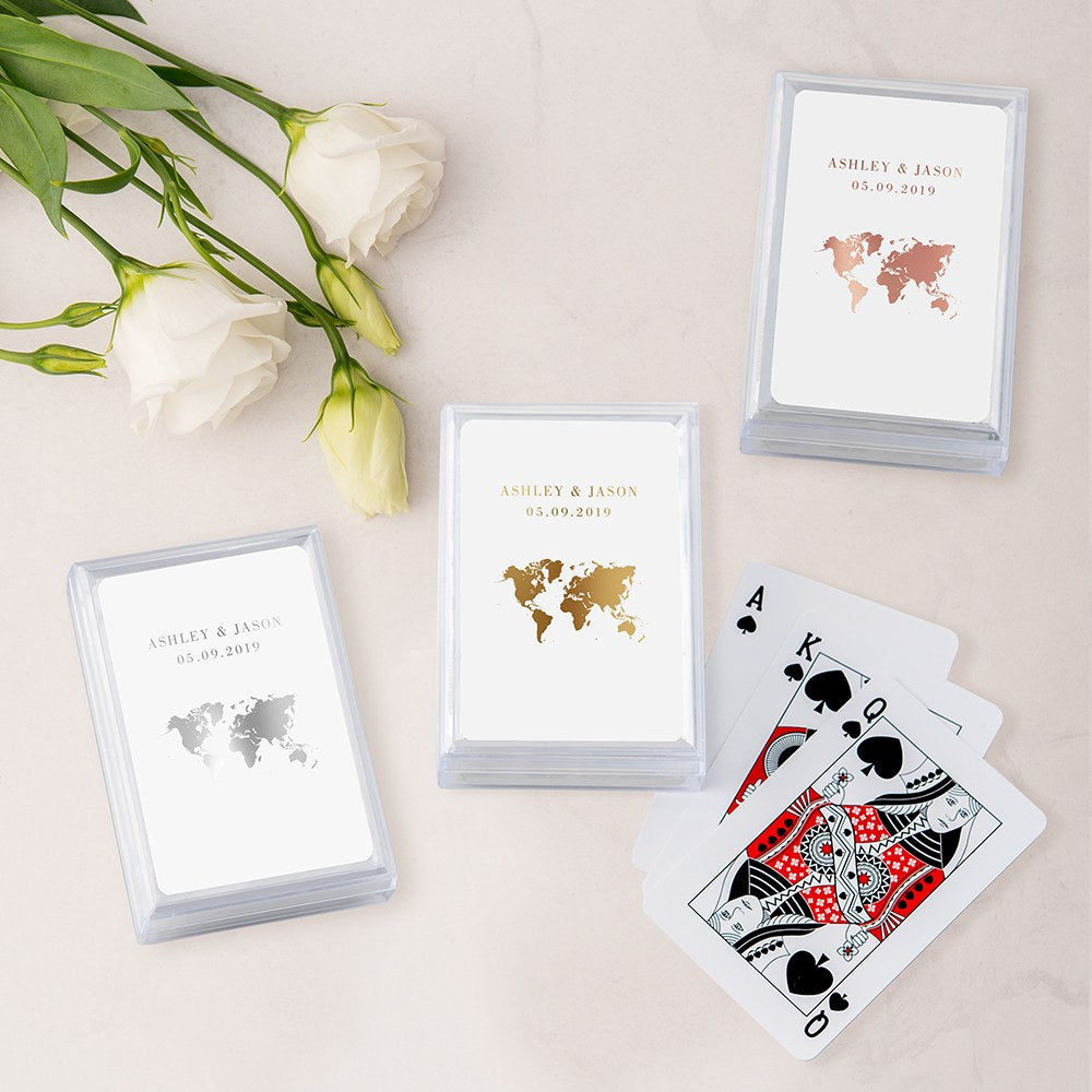 Personalized Travel & Adventure Playing Cards In Plastic Case - Alternate Image 2 | My Wedding Favors