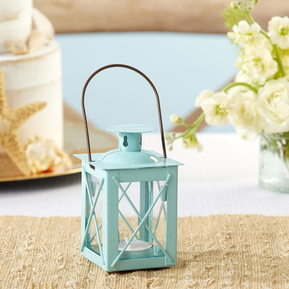 Luminous Blue Mini-Lantern Tea Light Holder - Main Image | My Wedding Favors
