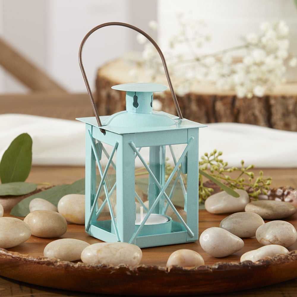 Luminous Blue Mini-Lantern Tea Light Holder - Alternate Image 2 | My Wedding Favors