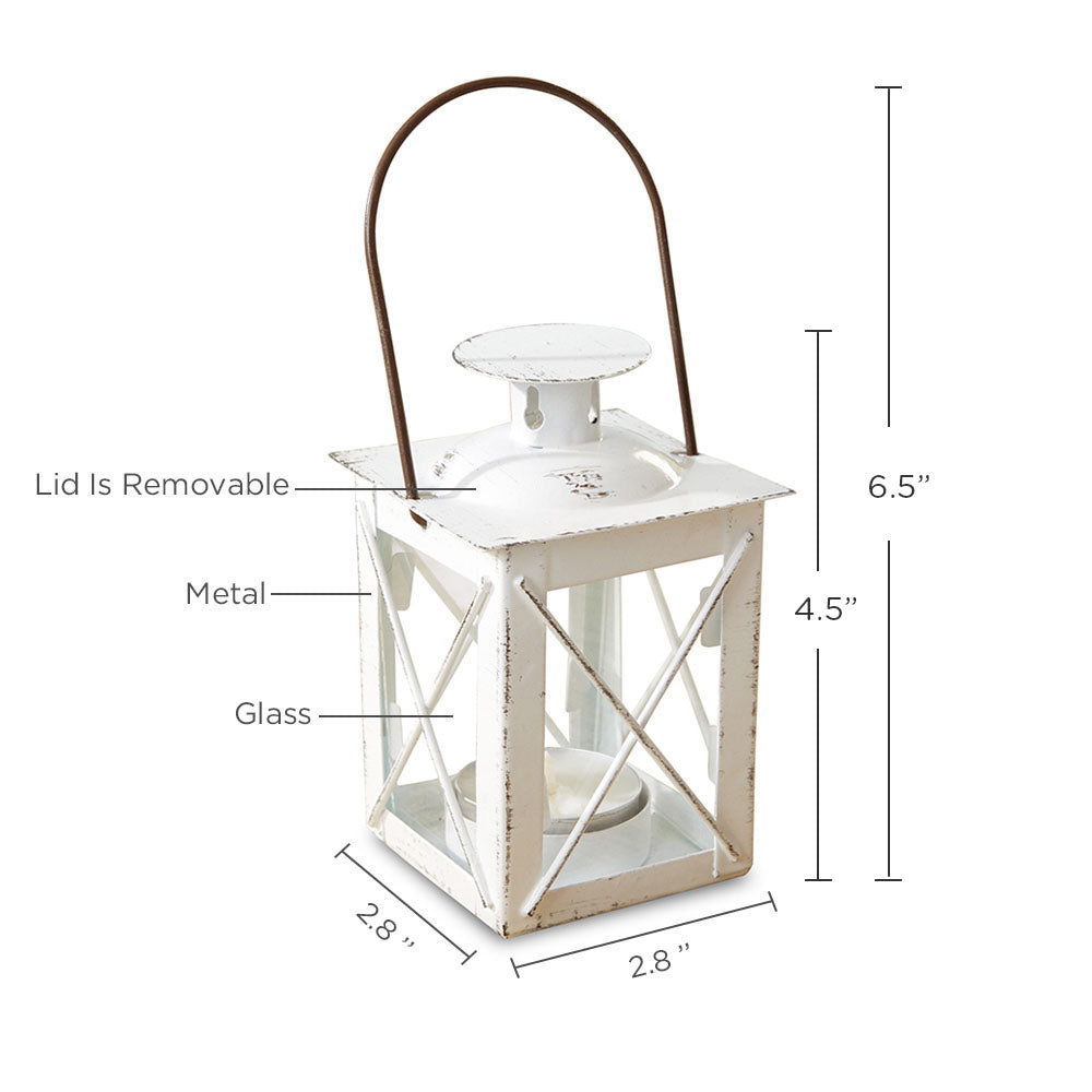 Luminous Distressed White Mini-Lantern Tea Light Holder - Alternate Image 7 | My Wedding Favors
