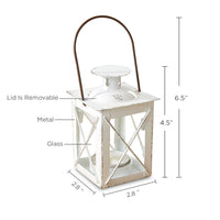 Thumbnail for Luminous Distressed White Mini-Lantern Tea Light Holder - Alternate Image 7 | My Wedding Favors