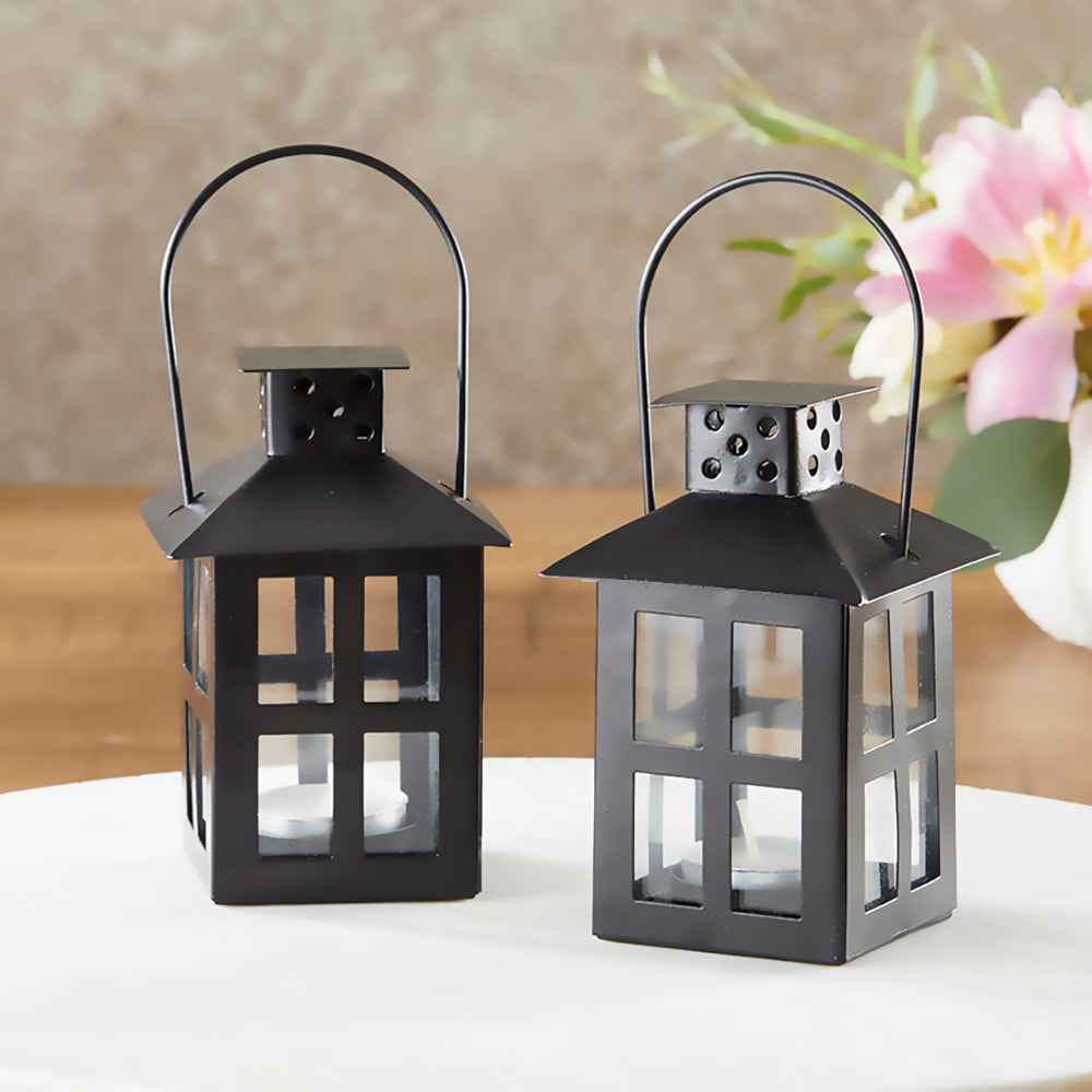 Luminous Black Mini-Lantern Tea Light Holder