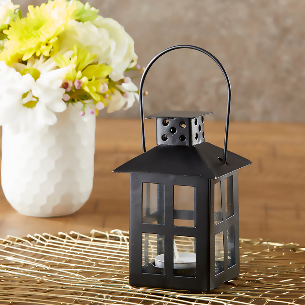 Luminous Black Mini-Lantern Tea Light Holder