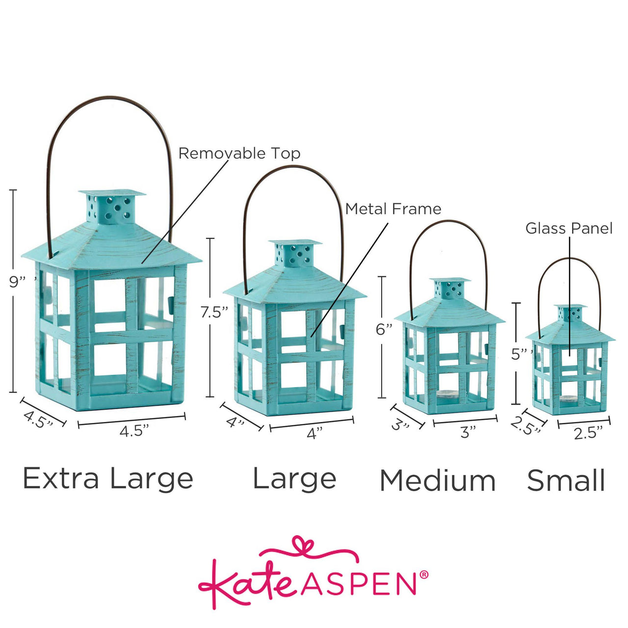 Vintage Blue Distressed Lantern - Medium - Alternate Image 4 | My Wedding Favors