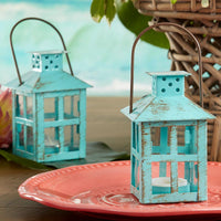 Thumbnail for Vintage Blue Distressed Lantern - Small - Main Image | My Wedding Favors