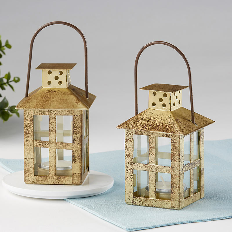 Small Decorative Candle Lantern - Gold