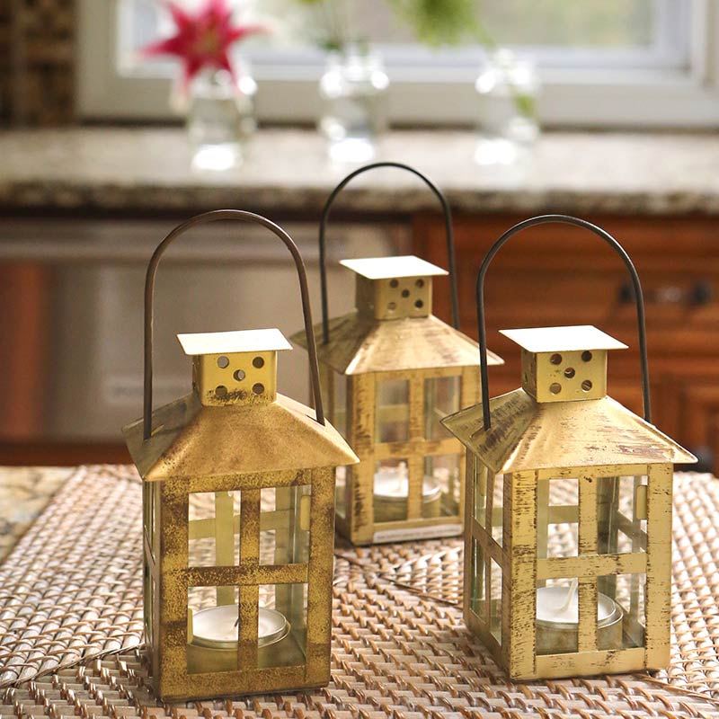 Small Decorative Candle Lantern - Gold