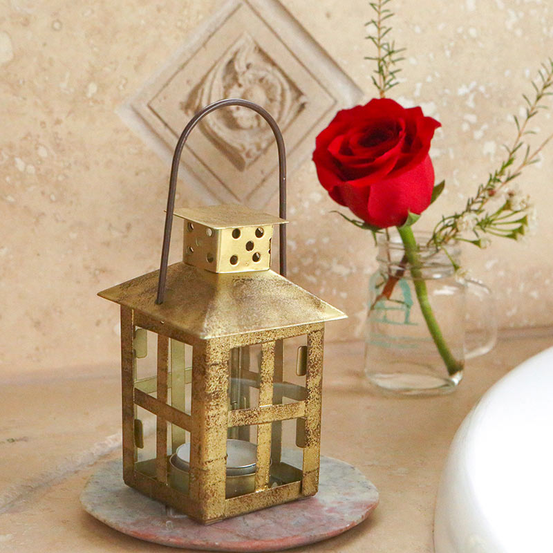 Vintage Antique Gold Distressed Lantern - Small - Main Image2 | My Wedding Favors