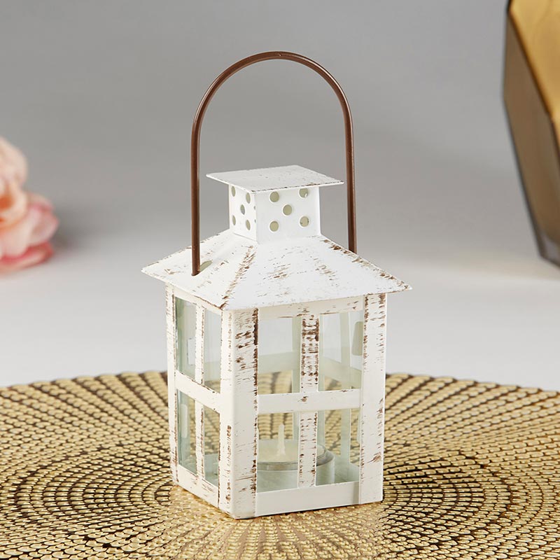Vintage White Distressed Lantern - Small - Alternate Image 3 | My Wedding Favors