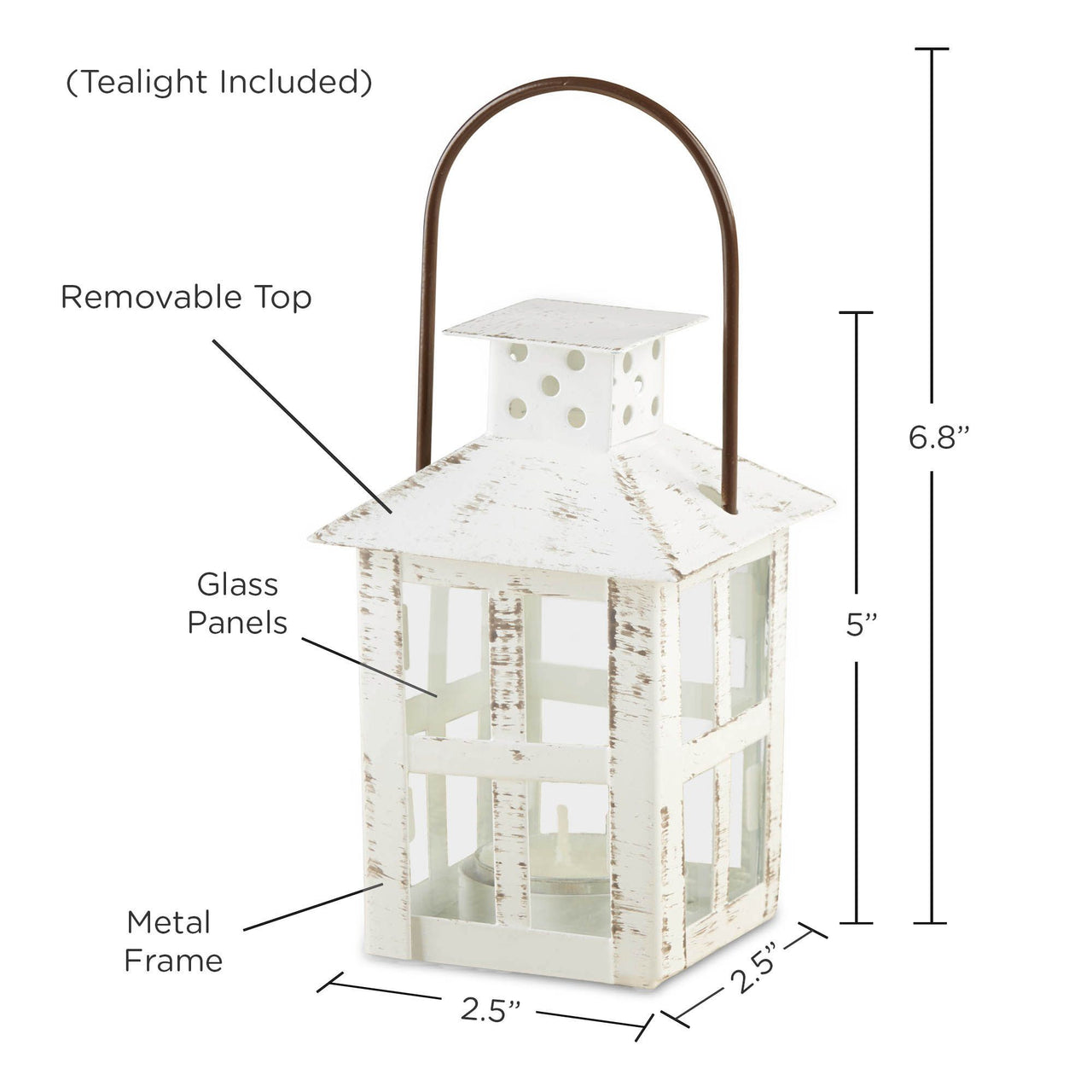 Vintage White Distressed Lantern - Small - Alternate Image 6 | My Wedding Favors