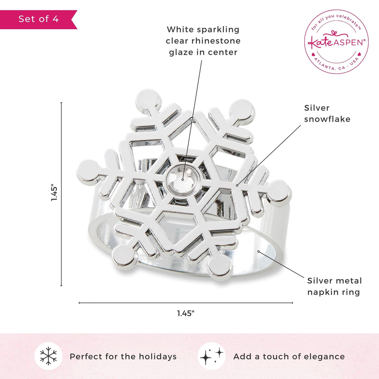 Sparkling Snowflake Napkin Ring (Set of 4) - Alternate Image 6 | My Wedding Favors