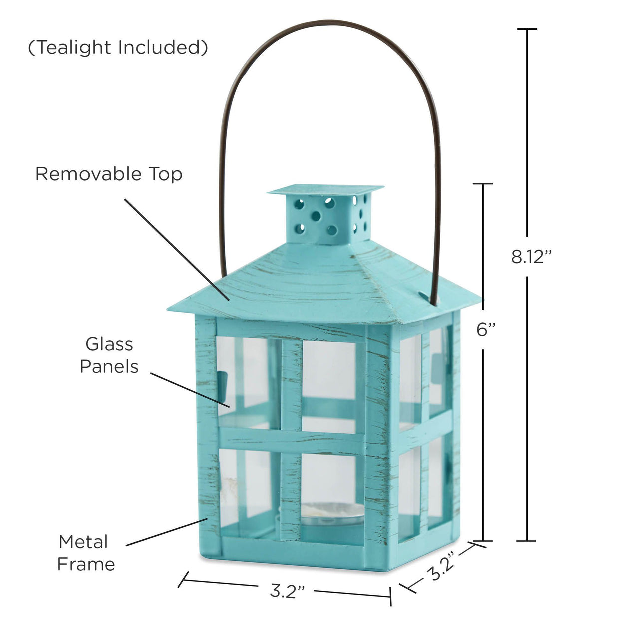 Vintage Blue Distressed Lantern - Medium - Alternate Image 3 | My Wedding Favors