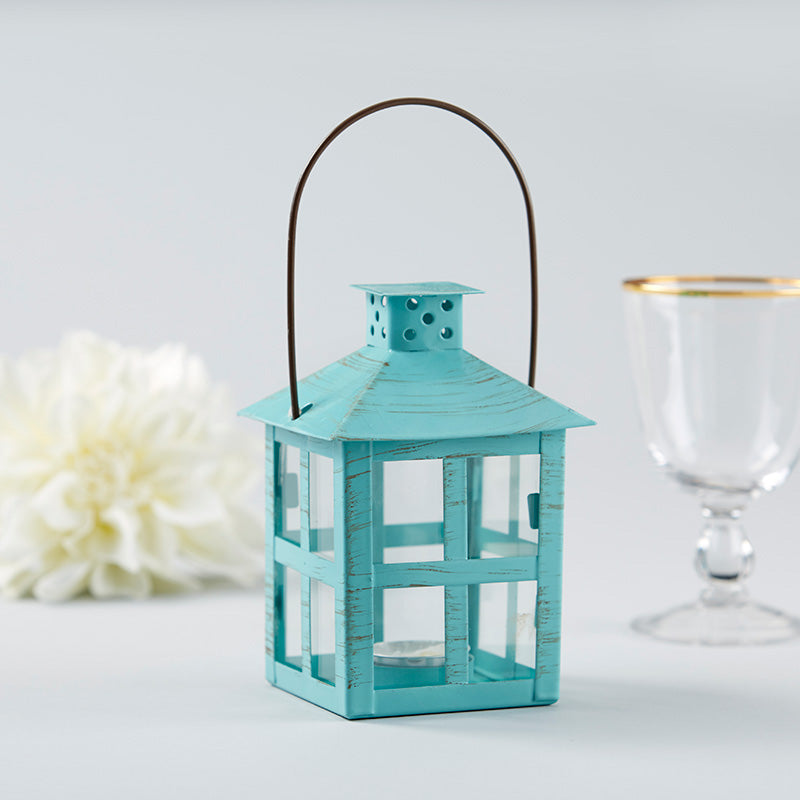 Vintage Blue Distressed Lantern - Medium - Main Image | My Wedding Favors