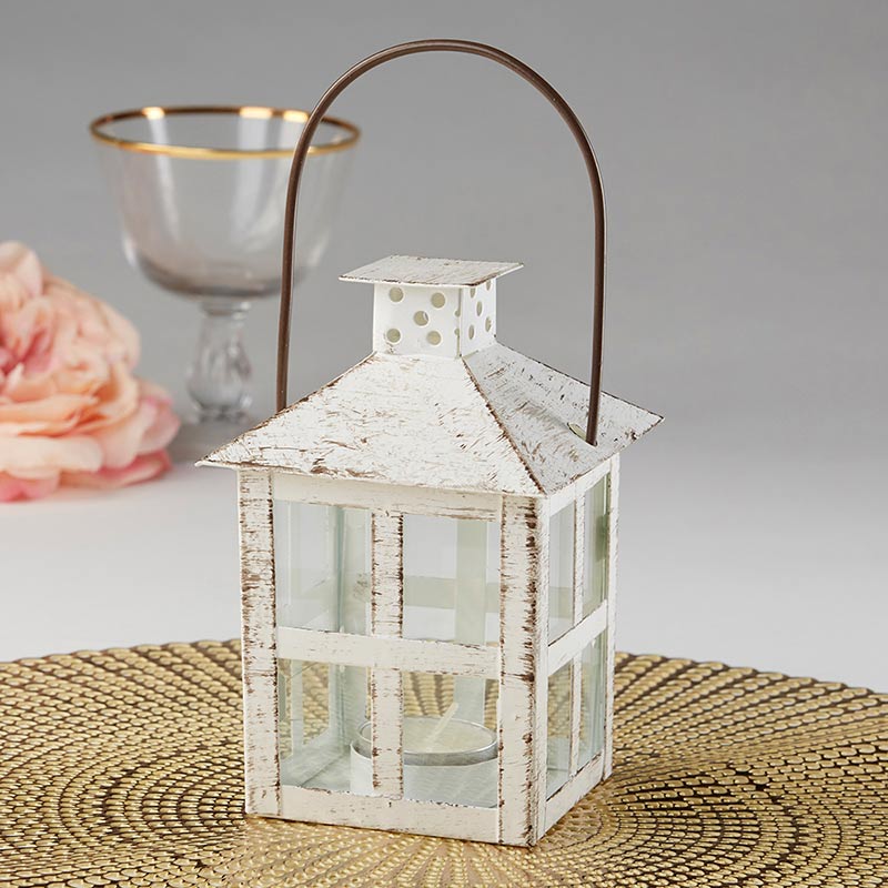 Vintage White Distressed Lantern - Medium - Alternate Image 2 | My Wedding Favors