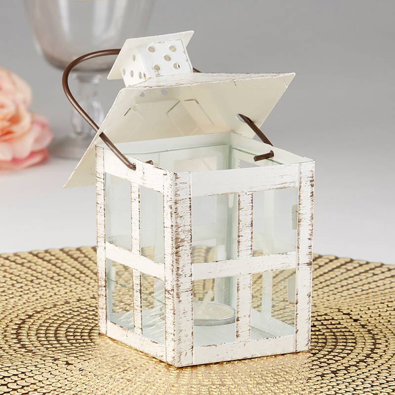 Vintage White Distressed Lantern - Medium - Alternate Image 4 | My Wedding Favors