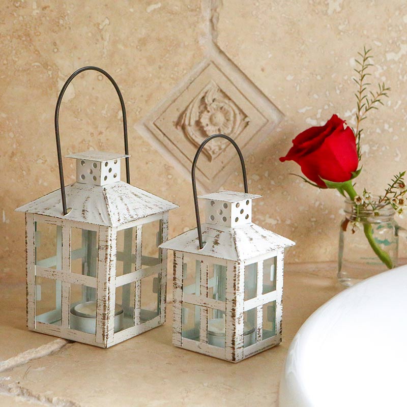 Vintage White Distressed Lantern - Medium - Alternate Image 6 | My Wedding Favors