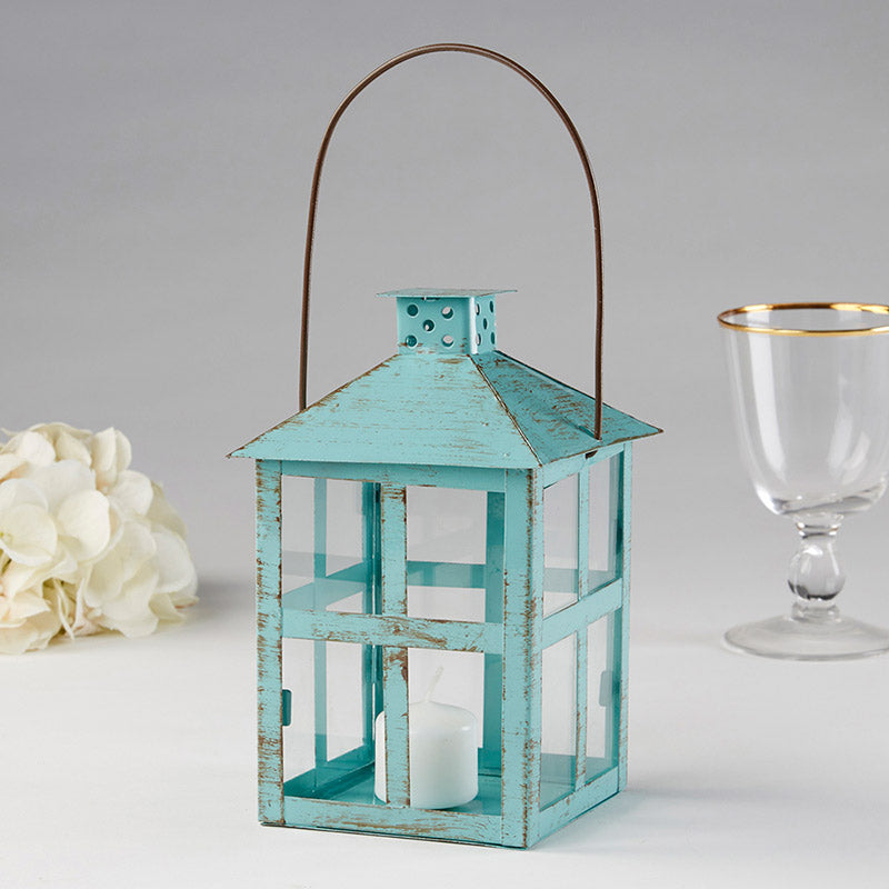 Vintage Blue Distressed Lantern - Large - Main Image | My Wedding Favors