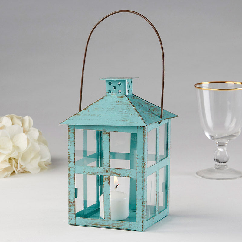Vintage Blue Distressed Lantern - Large - Alternate Image 2 | My Wedding Favors