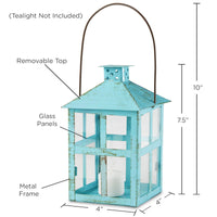 Thumbnail for Vintage Blue Distressed Lantern - Large - Alternate Image 3 | My Wedding Favors