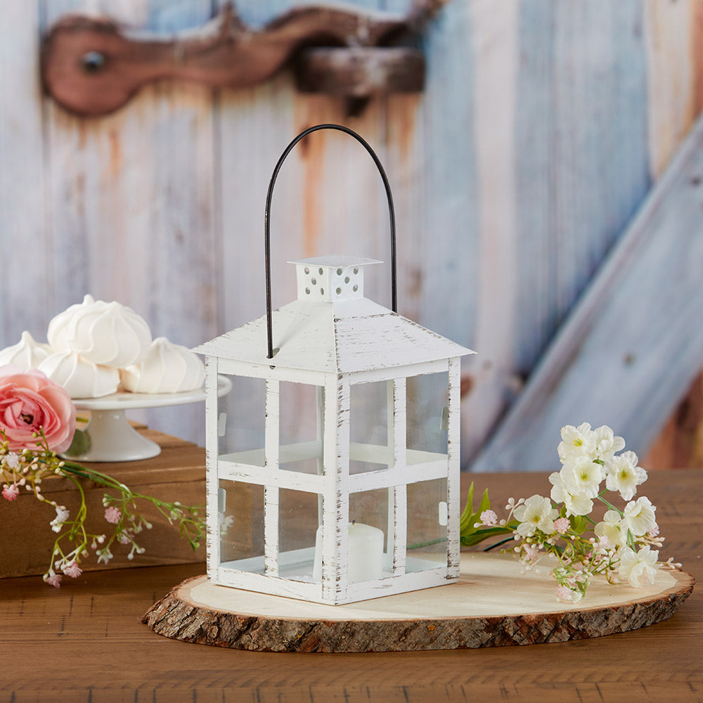 Vintage White Distressed Lantern - Large - Main Image | My Wedding Favors