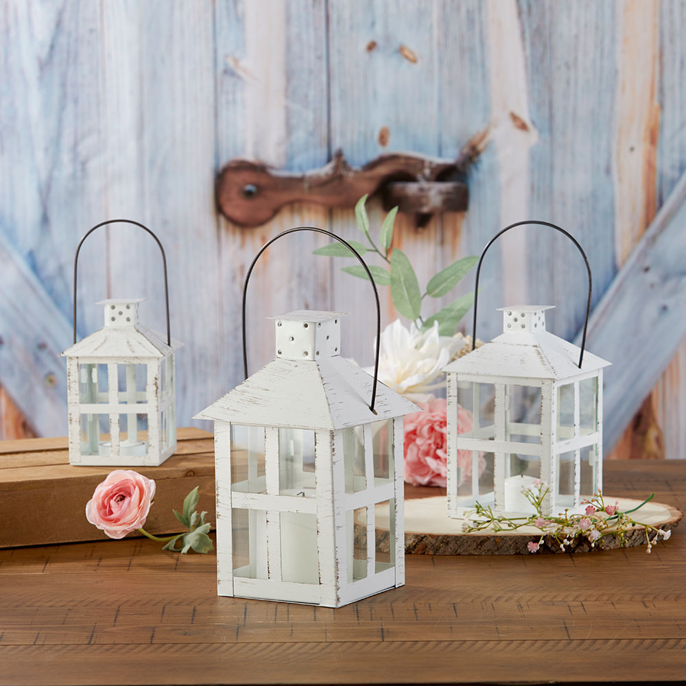 Vintage White Distressed Lantern - Large - Alternate Image 7 | My Wedding Favors