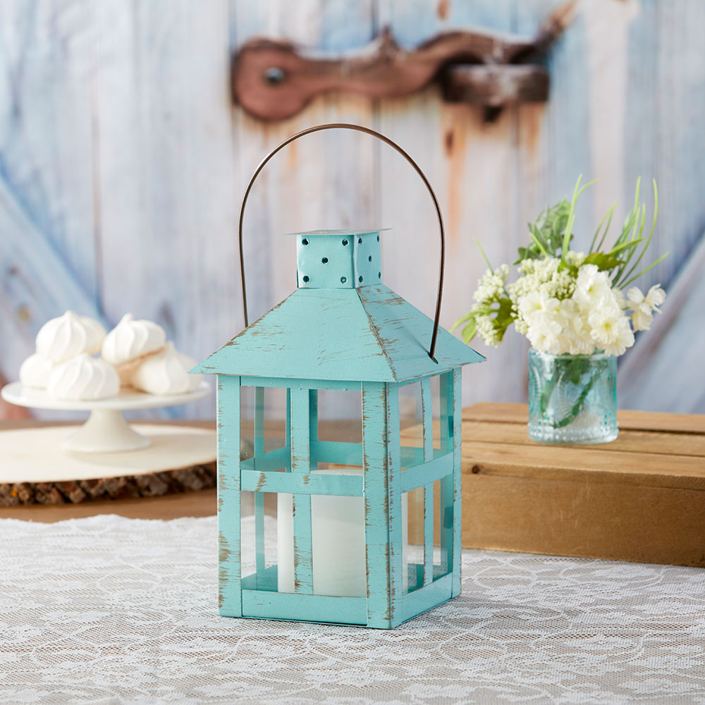 Vintage Blue Distressed Lantern - Extra Large - Main Image | My Wedding Favors