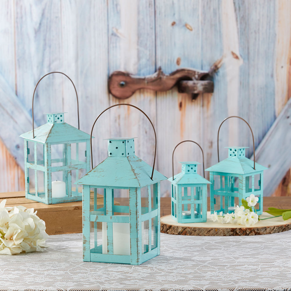 Vintage Blue Distressed Lantern - Extra Large - Alternate Image 2 | My Wedding Favors